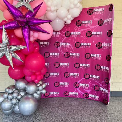 step and repeat 8feet wide curved tension fabric backdrop DP dance